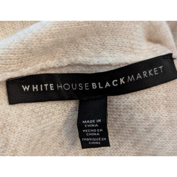 White House Black Market Cape Shawl Wrap OS Beige Cream Stripe Layering Neutral - Picture 10 of 11